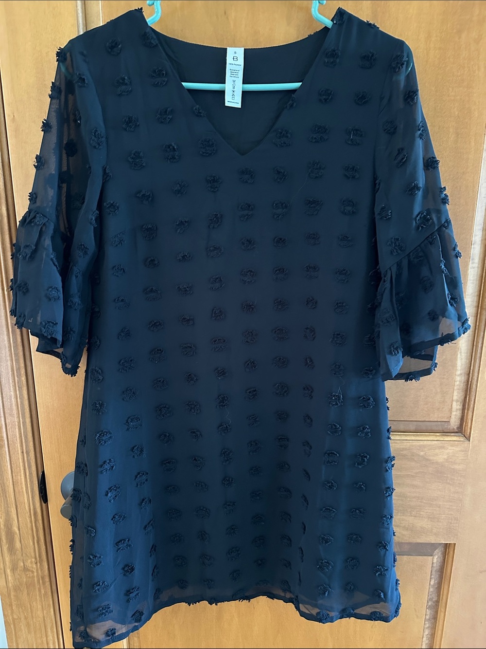 Blooming Jelly Black Swiss Dot Chiffon Shift Tunic Dress S
